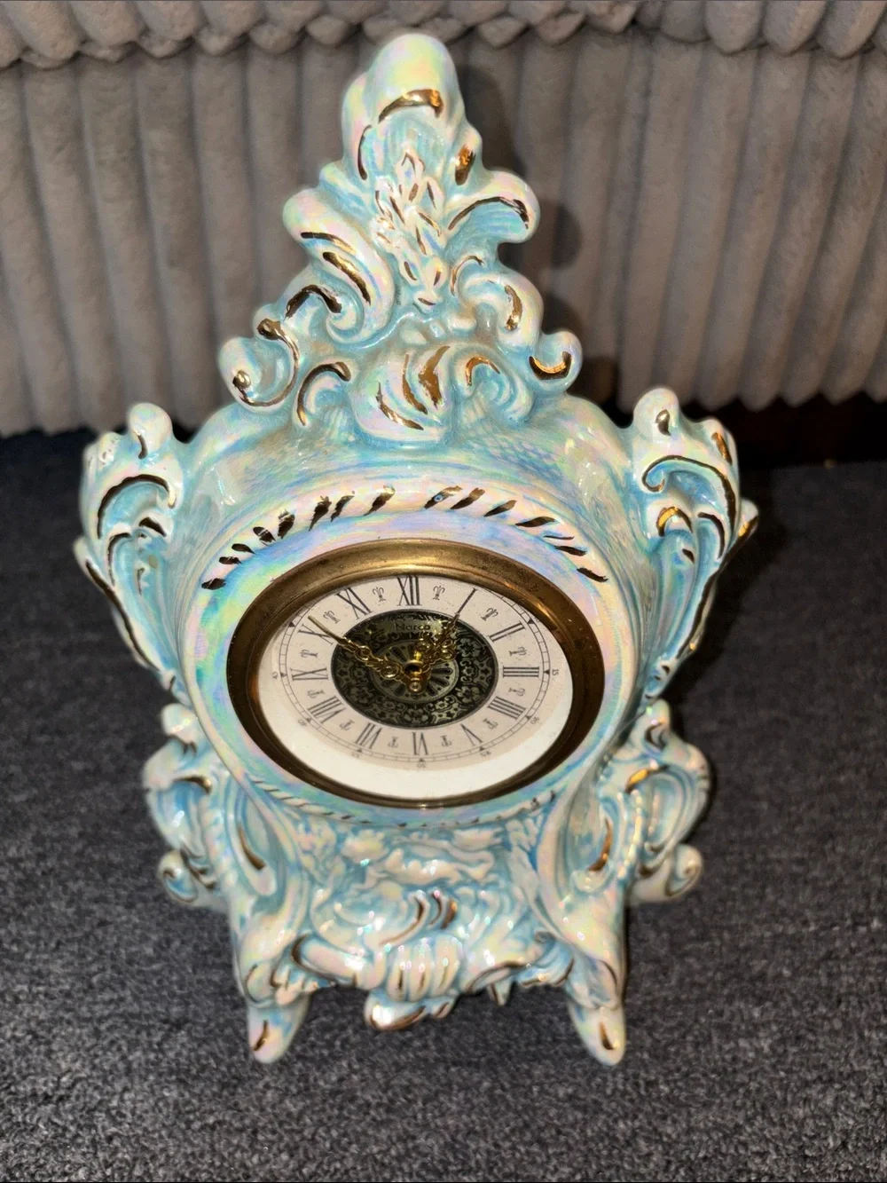 Vintage Narco Porcelain Wind Up Mantle Clock with Cherubs made in West Germany